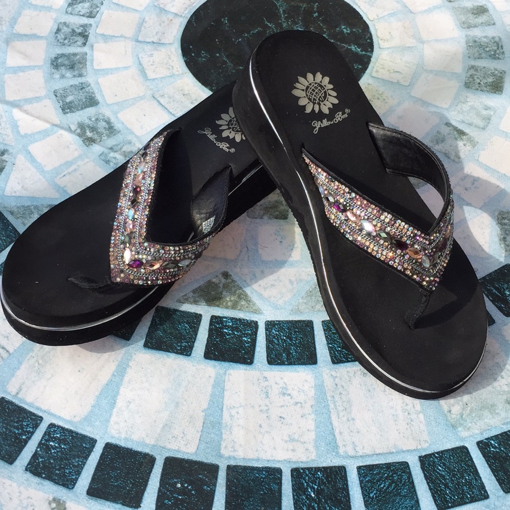 Yellow Box Bling Crystal Studded Flip Flops